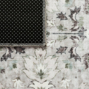 Teppich Ispahan Grau Blumen Rutschfest