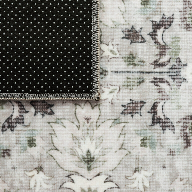 Teppich Ispahan Grau Blumen Rutschfest