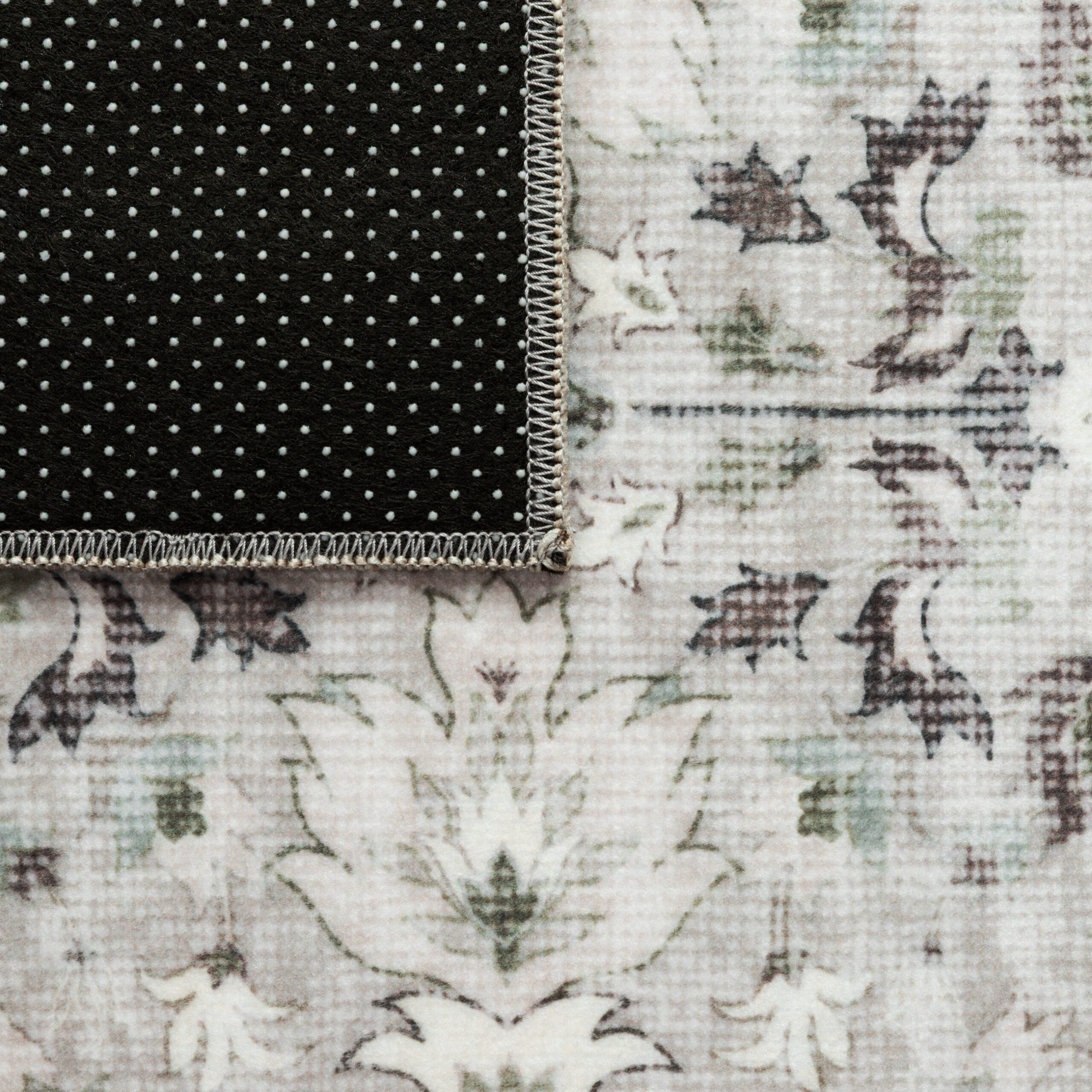 Teppich Ispahan Grau Blumen Rutschfest