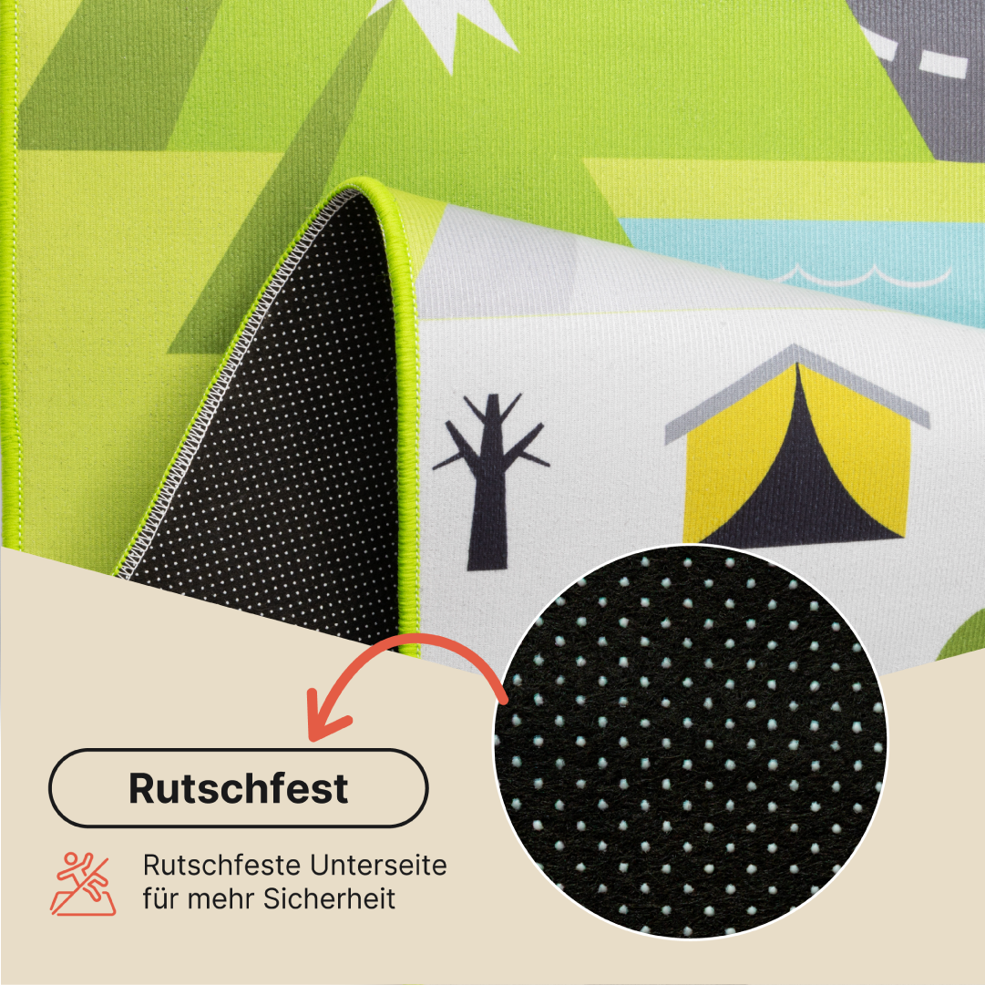 Kinderteppich Joy Grün Straße Rutschfest
