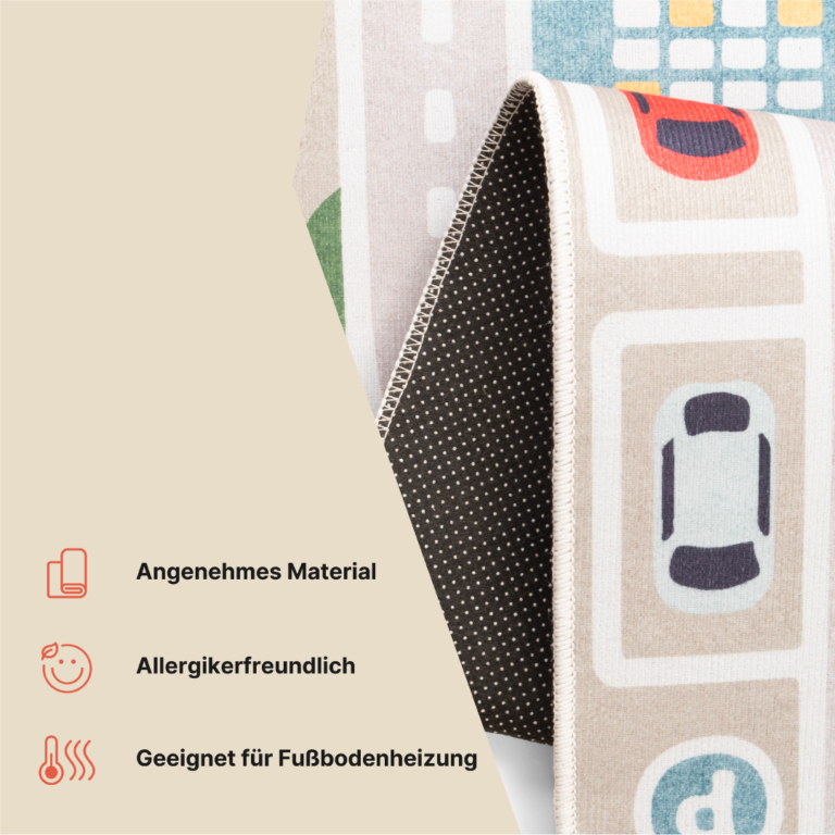 Kinderteppich Joy Beige Stadt Rutschfest