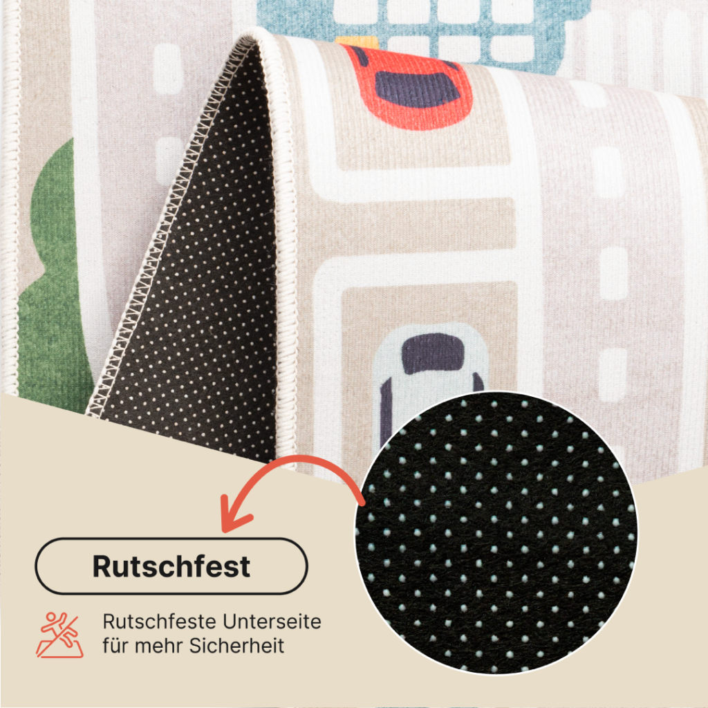 Kinderteppich Joy Beige Stadt Rutschfest