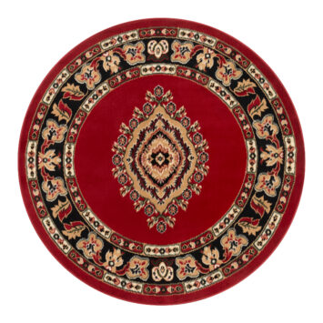 Teppich Atlas Rund Rot Beige Traditionell Rosette