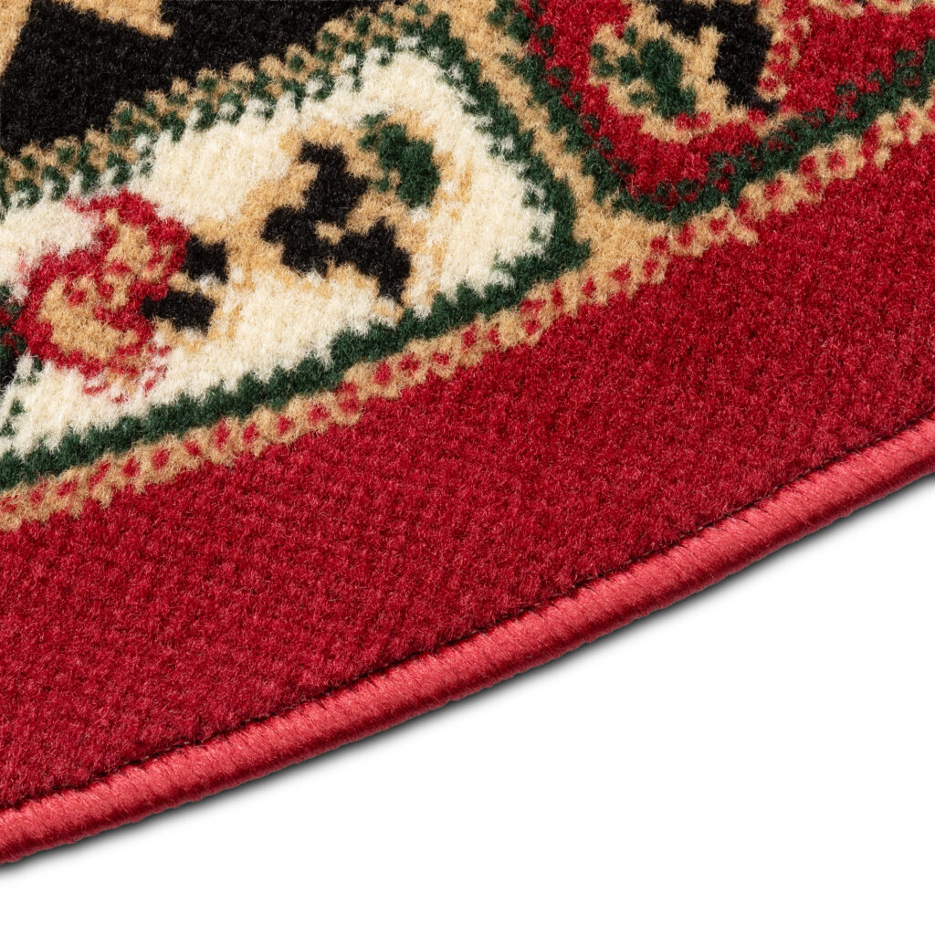 Teppich Atlas Rund Rot Beige Traditionell Rosette
