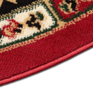 Teppich Atlas Rund Rot Beige Traditionell Rosette