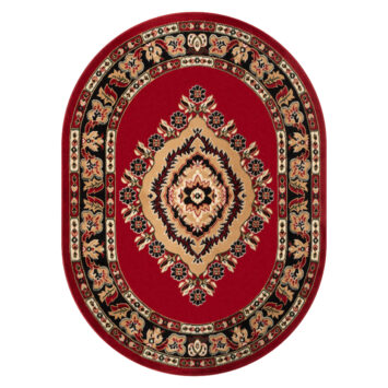 Teppich Atlas Oval Rot Beige Traditionell Rosette
