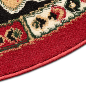 Teppich Atlas Oval Rot Beige Traditionell Rosette