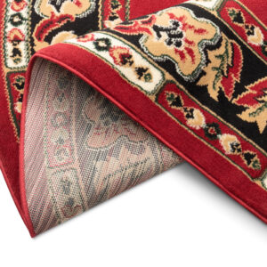Teppich Atlas Oval Rot Beige Traditionell Rosette