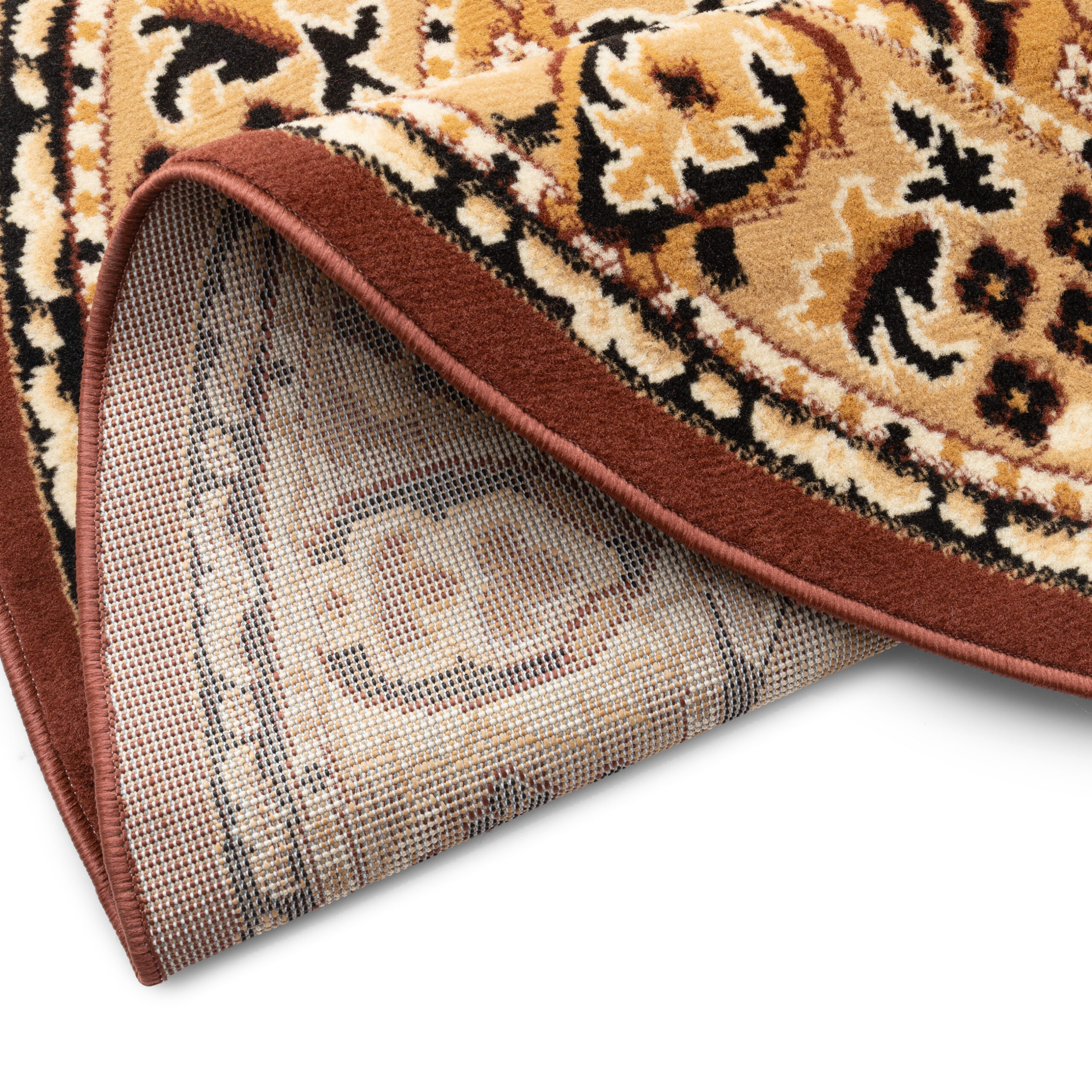 Teppich Atlas Rund Braun Beige Traditionell Medaillon
