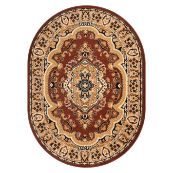 Teppich Atlas Oval Braun Beige Traditionell Medaillon