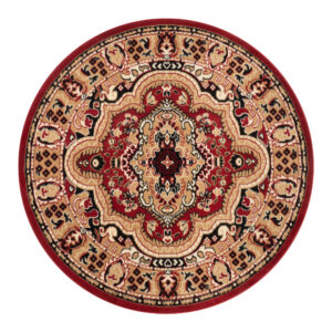 Teppich Atlas Rund Rot Beige Traditionell Medaillon