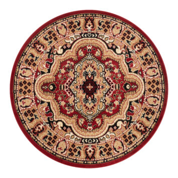 Teppich Atlas Rund Rot Beige Traditionell Medaillon