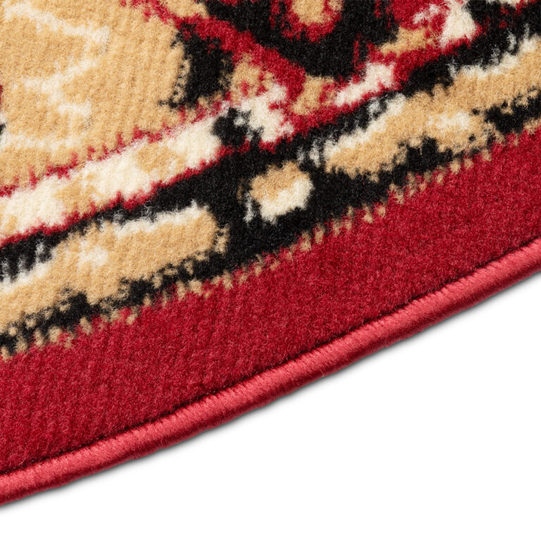 Teppich Atlas Rund Rot Beige Traditionell Medaillon
