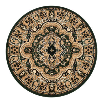 Teppich Atlas Rund Grün Beige Traditionell Medaillon