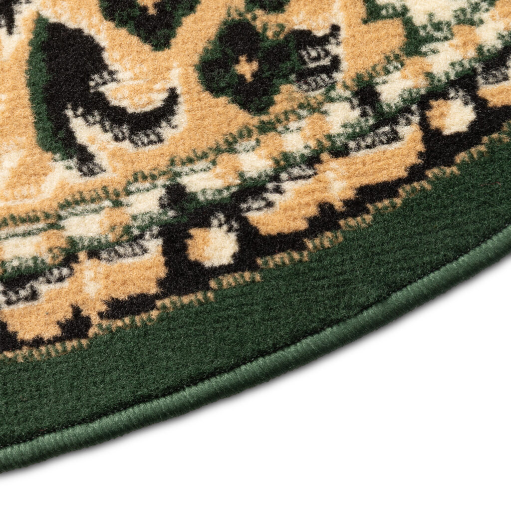 Teppich Atlas Oval Grün Beige Traditionell Medaillon