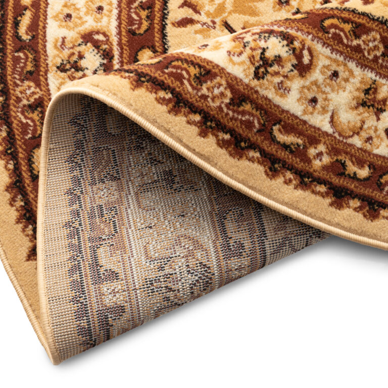 Teppich Atlas Oval Beige Traditionell Rosette Rahmen