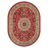 Teppich Atlas Oval Rot Traditionell Rosette Rahmen