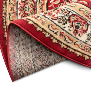 Teppich Atlas Oval Rot Traditionell Rosette Rahmen