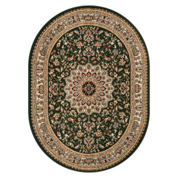 Teppich Atlas Oval Grün Traditionell Rosette Rahmen