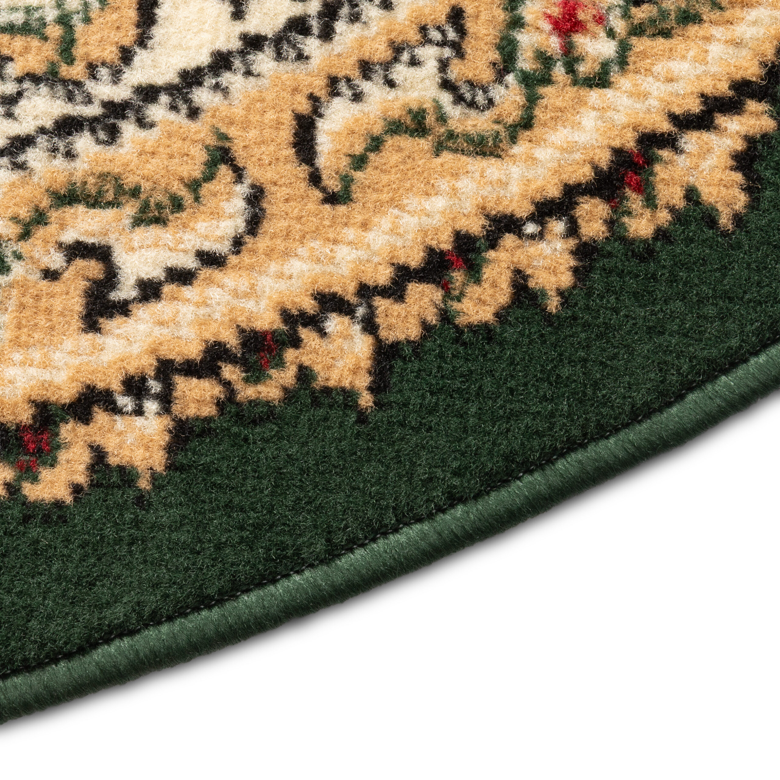 Teppich Atlas Oval Grün Traditionell Rosette Rahmen