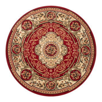 Teppich Atlas Rund Rot Creme Traditionell Medaillon