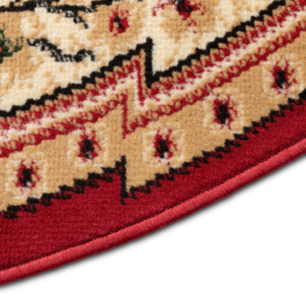 Teppich Atlas Oval Rot Creme Traditionell Medaillon