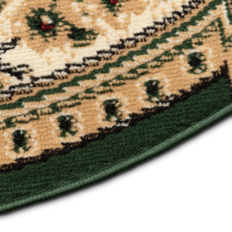 Teppich Atlas Oval Grün Creme Traditionell Medaillon