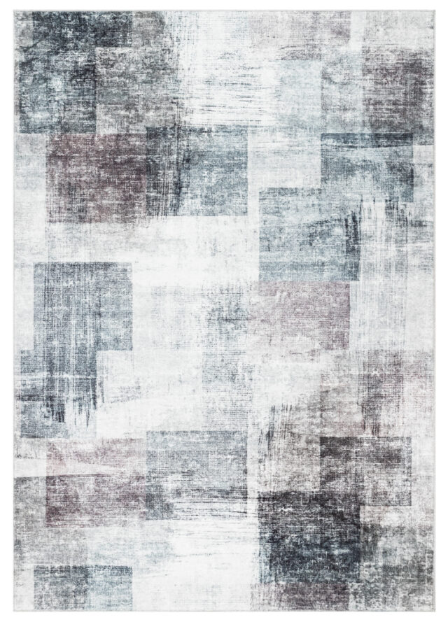 Teppich Venezia Modern Geometrisch Karminrot Grau Rutschfest