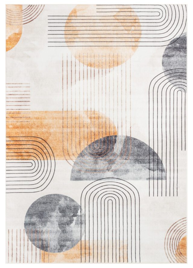 Teppich Venezia Modern Abstrakt Orange Beige Rutschfest