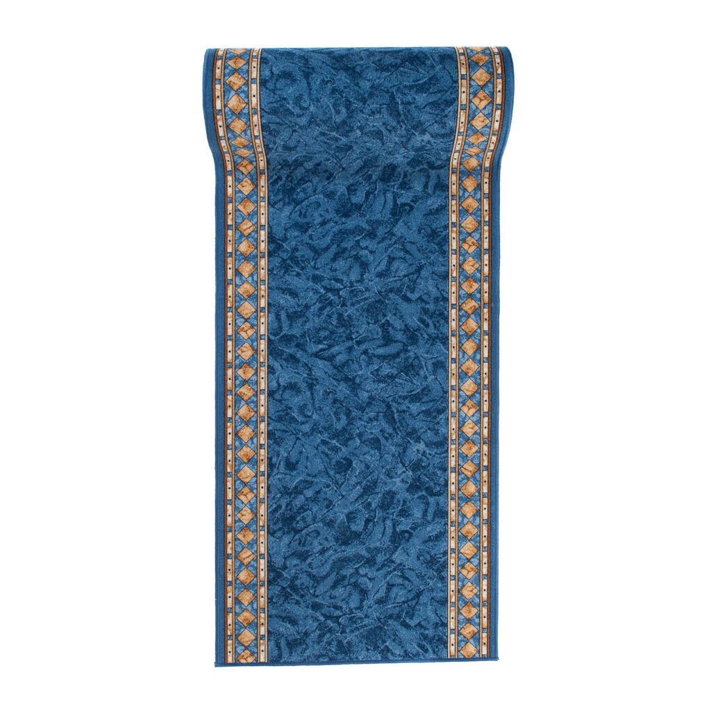 Teppichläufer Rutschfest Blau Ornament Meterware
