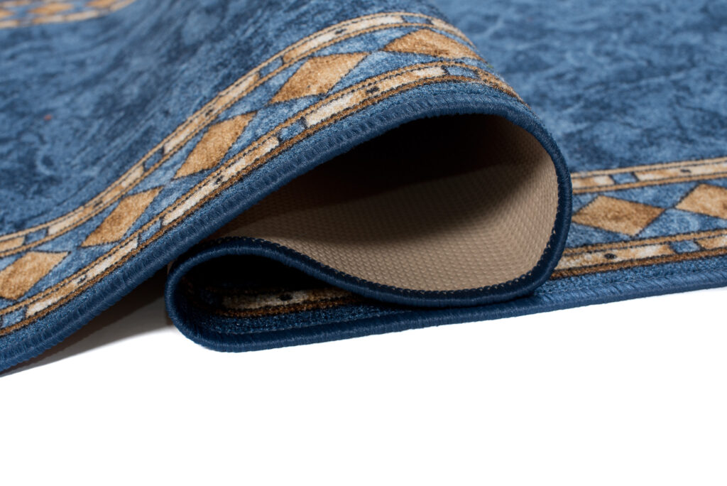 Teppichläufer Rutschfest Blau Ornament Meterware