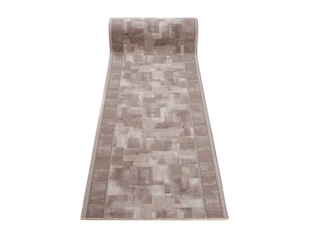 Teppichläufer Rutschfest Beige Geometrisch Meterware