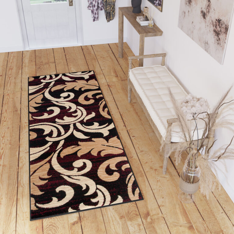 Teppichläufer Dream Bordeauxrot Abstrakt Floral Meterware