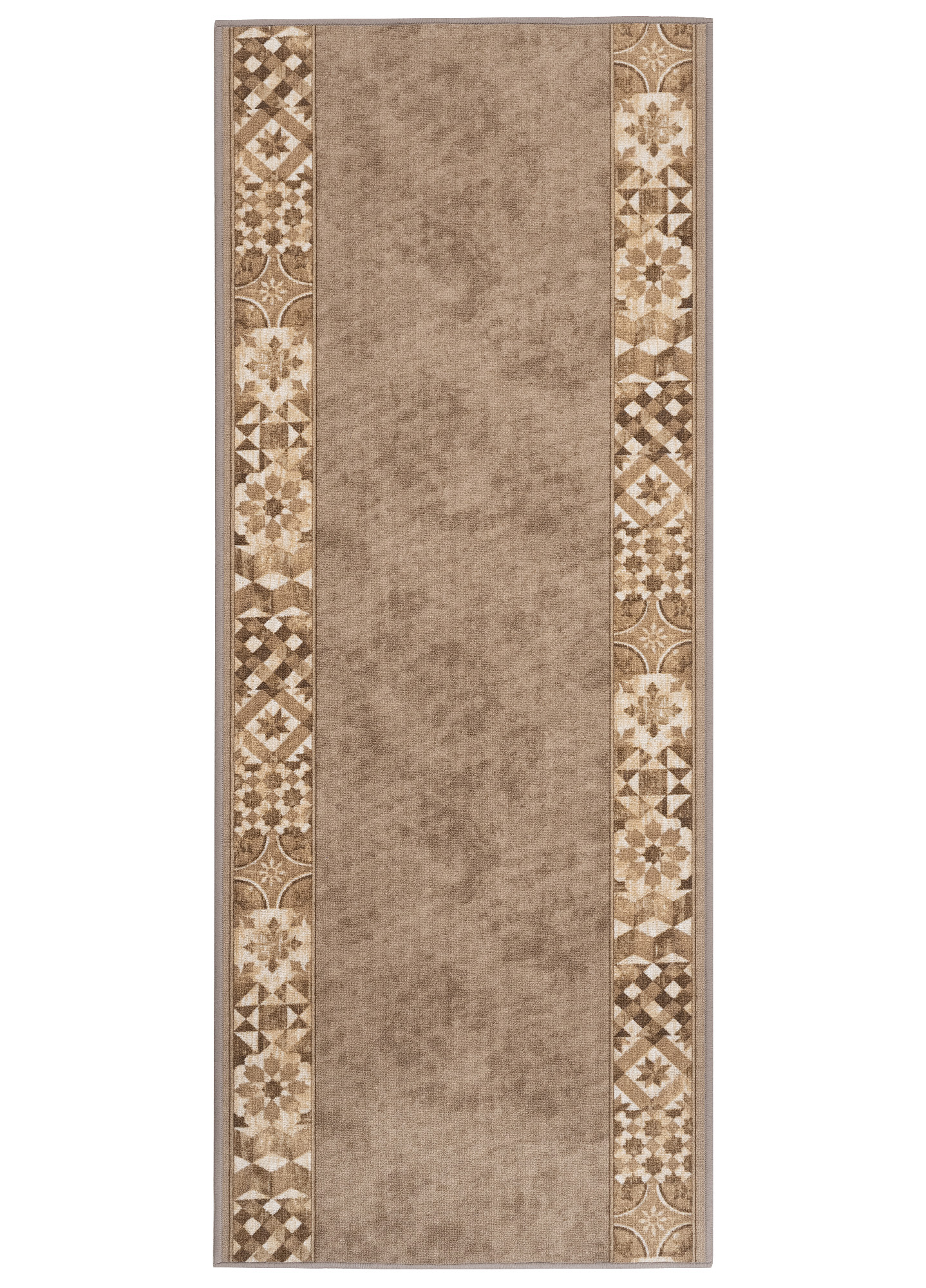 Teppichläufer Rutschfest Grau Beige Mosaik Meterware