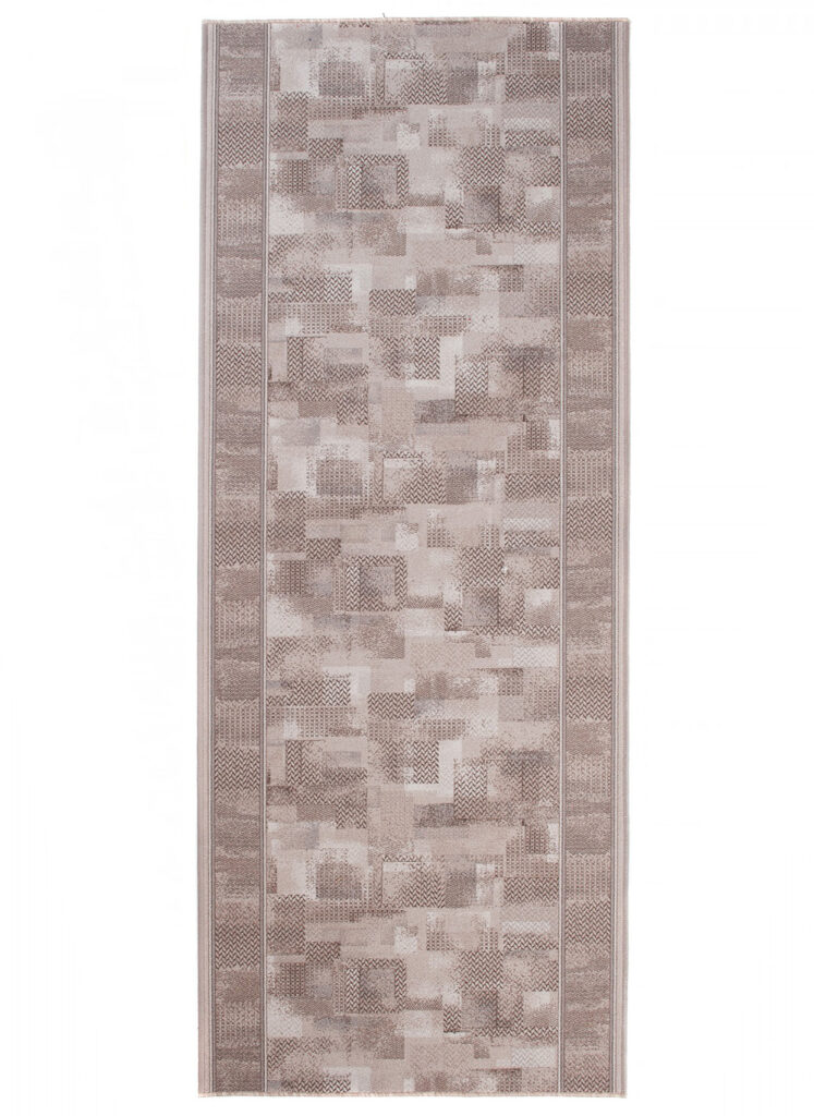 Teppichläufer Rutschfest Beige Geometrisch Meterware