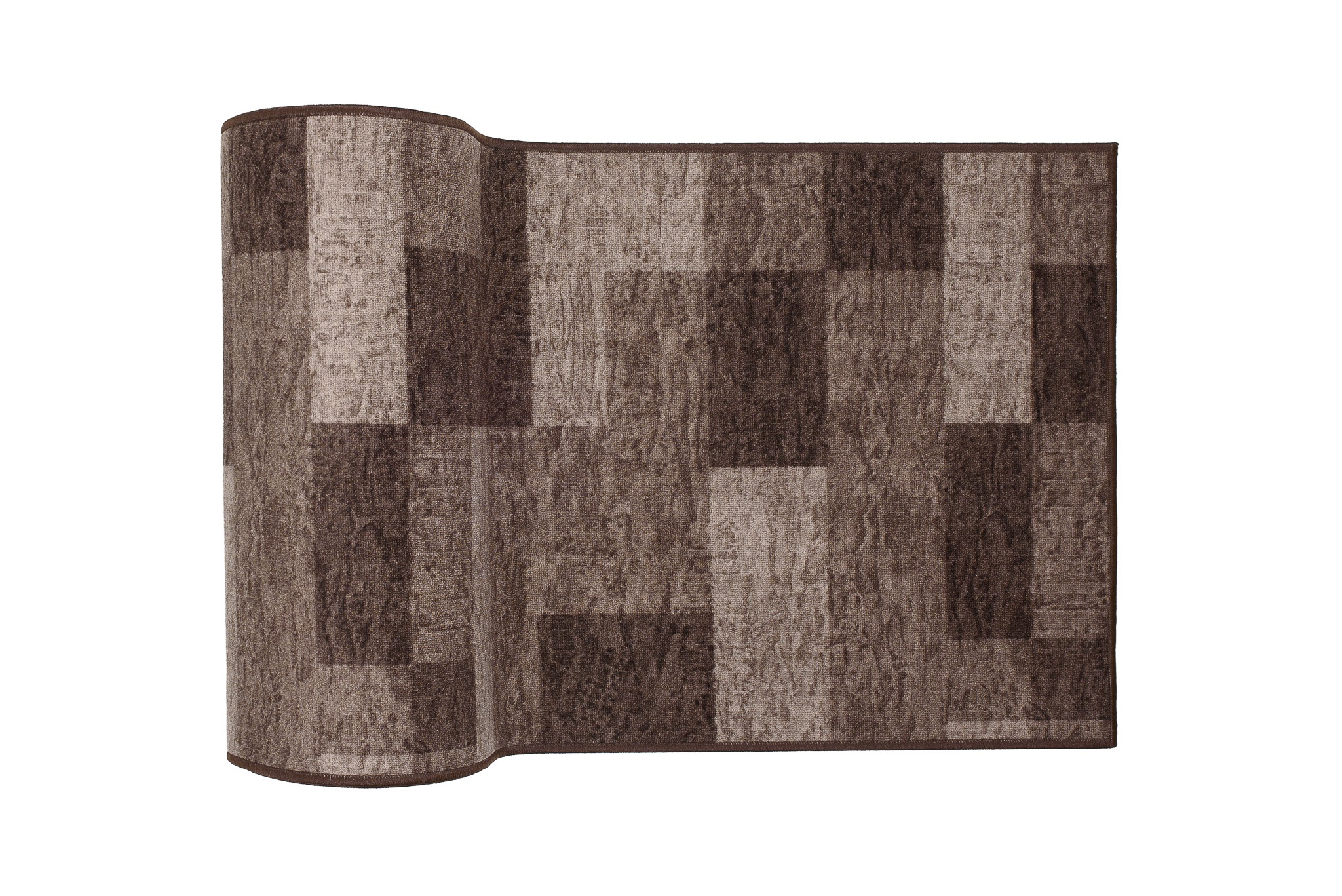 Teppichläufer Rutschfest Dunkelbraun Beige Geometrisch Meterware