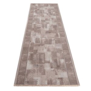 Teppichläufer Rutschfest Beige Geometrisch Meterware
