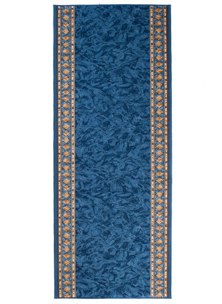 Teppichläufer Rutschfest Blau Ornament Meterware
