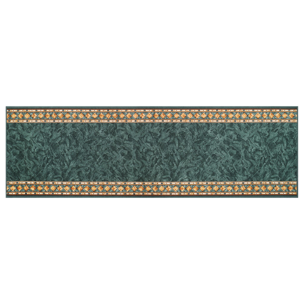 Teppichläufer Rutschfest Dunkelgrün Ornament Meterware