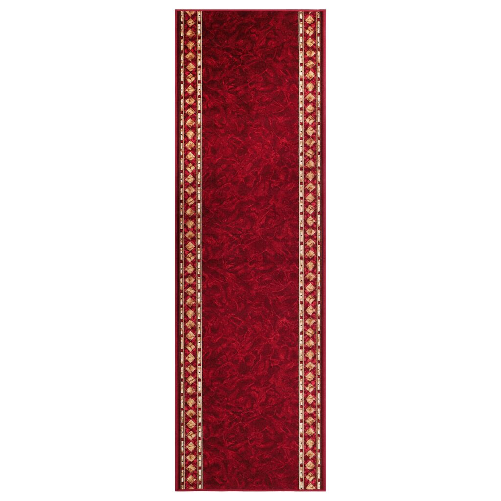 Teppichläufer Rutschfest Rot Ornament Meterware