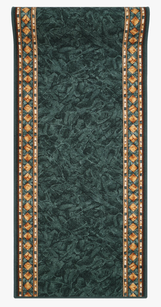 Teppichläufer Rutschfest Dunkelgrün Ornament Meterware