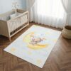 Teppich Kids Kurzflor Kinderteppich Mehrfarbig Teddybär Mond