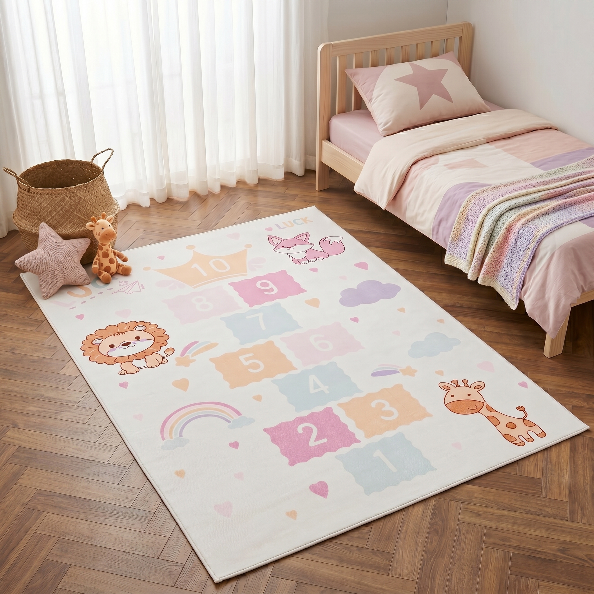 Teppich Kids Kurzflor Kinderteppich Spielmatte Hüpfspiel