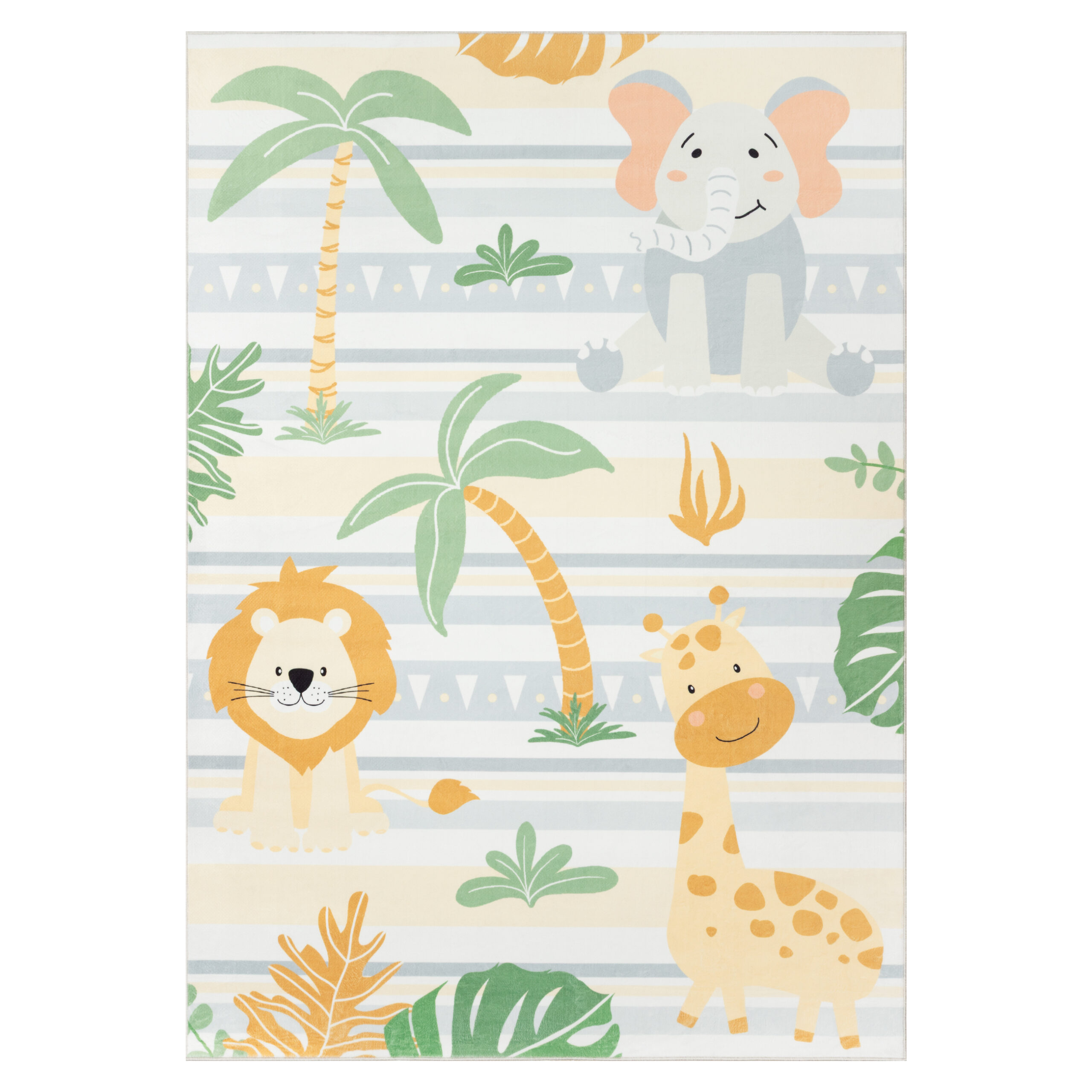 Teppich Kids Kurzflor Kinderteppich Bunt Safari Tiere