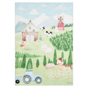 Teppich Kids Kurzflor Kinderteppich Bunt Bauernhof Tiere
