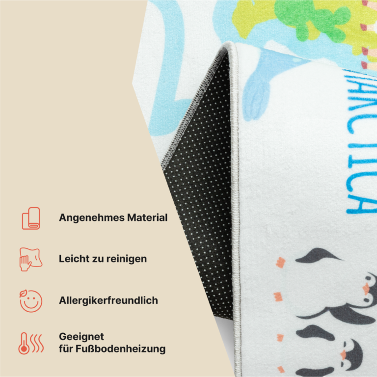 Teppich Kids Kurzflor Kinderteppich Spielmatte Blau Weltkarte Tiere