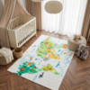 Teppich Kids Kurzflor Kinderteppich Spielmatte Blau Weltkarte Tiere