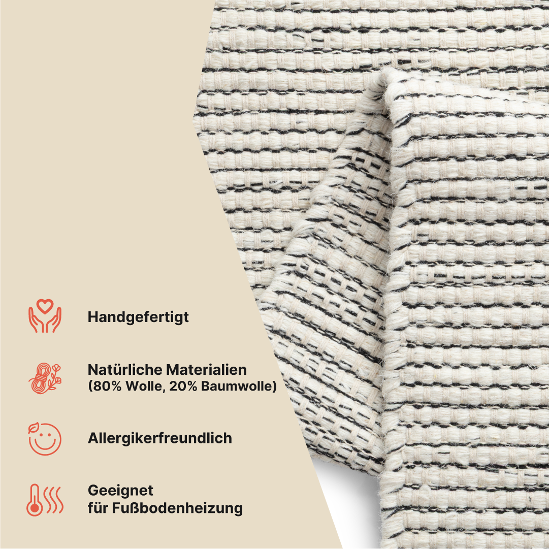 Teppich Wolle Loni Beige