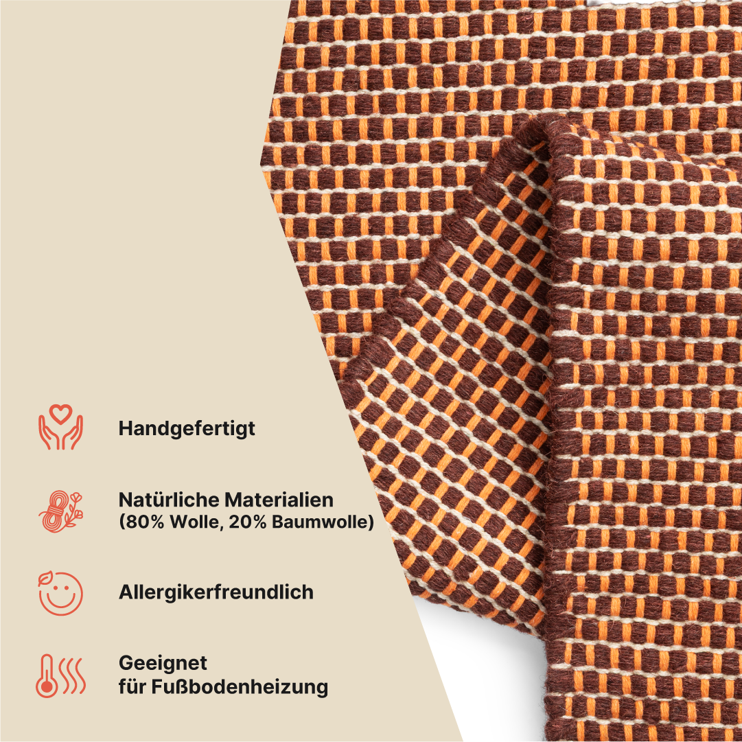 Teppich Wolle Loni Dunkelbraun