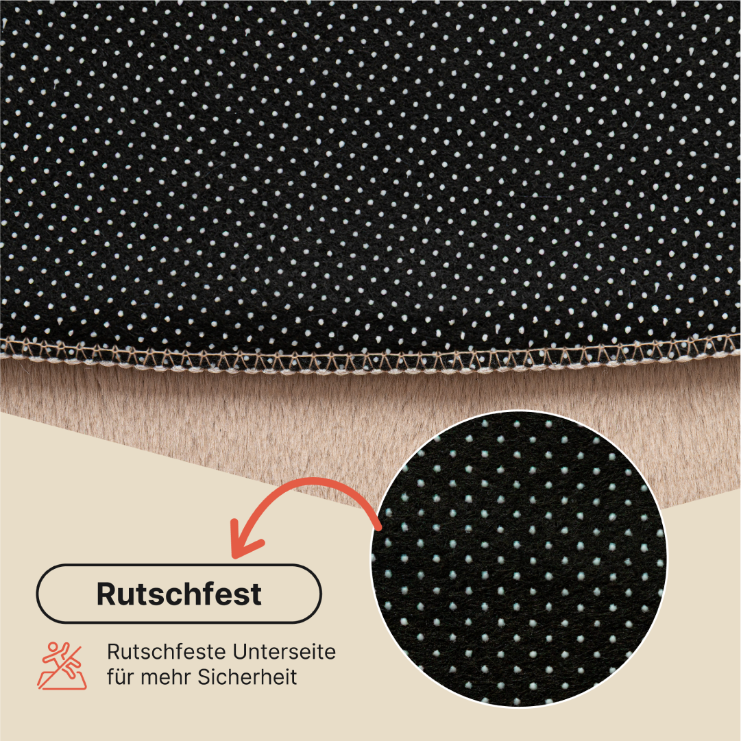 Teppich Lumi Rund Beige Rutschfest